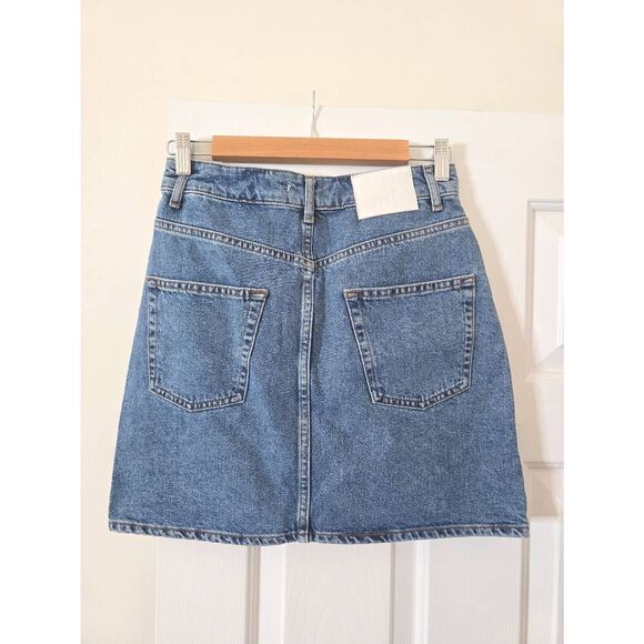 Sandro Silver Metallic Denim Mini Skirt 1 - Picture 7 of 11